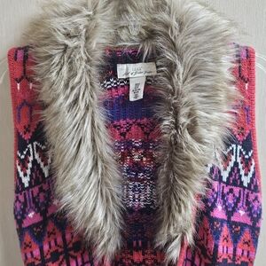 LOGG H&M Knit Sleeveless Fur-Collared Sweater Vest Festive Size XS (Fits S–M)